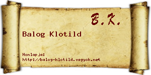 Balog Klotild névjegykártya